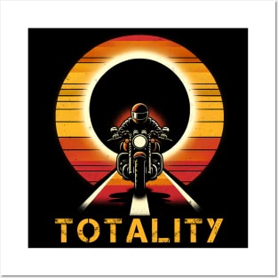 2024 Total Solar Eclipse Biker Tee - 'Totality' Motorcycle Adventure Shirt Posters and Art